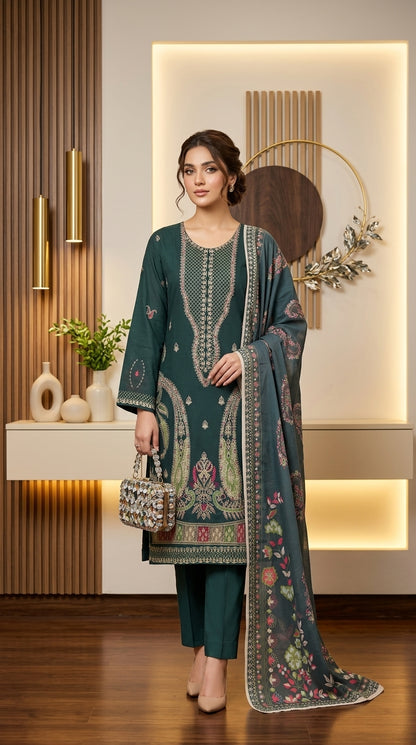 Kashmala By Anaya Noor Heavy Emb Khaddar With Woolen Shawl 3PC