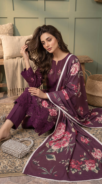 Hurab By Anaya Noor Heavy Emb Viscose 3PC