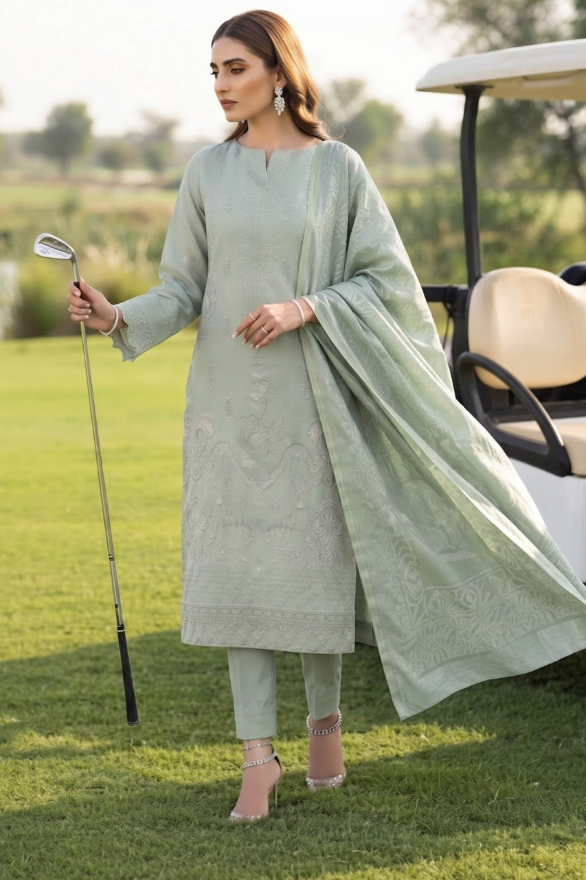 Khoshbo Sa By Anaya Noor Full Emb Dhanak With Plachi Shawl 3PC