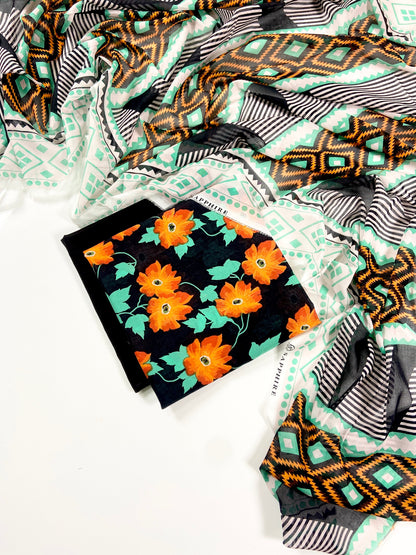 Sapphire Printed Lawn 3PC
