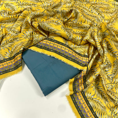 Maria B Linen Dyed Matching Suit With Wool Shawl-3PC