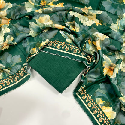 Maria B Slub Khaddar Dyed Matching Suit With Wool Shawl-3PC