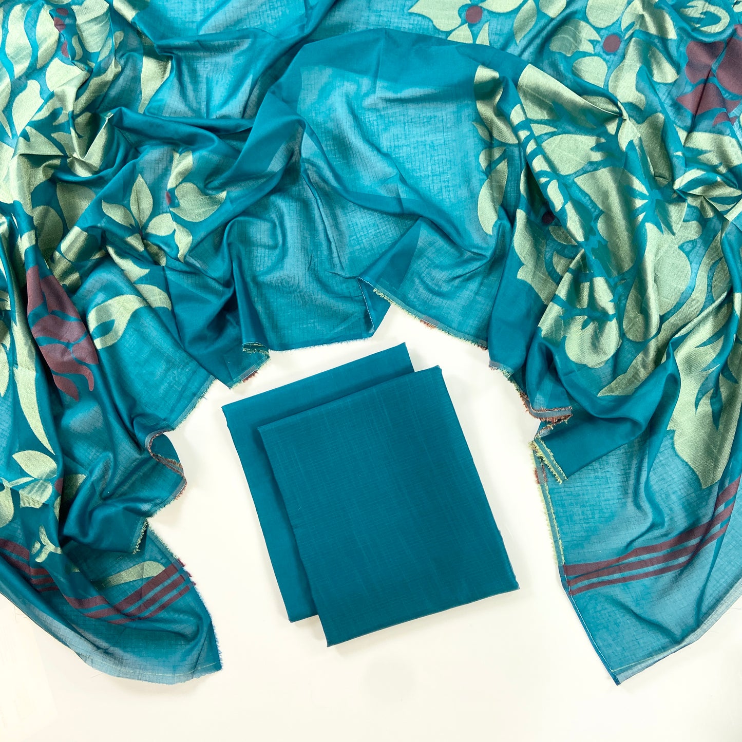 Self Jacquard Voil Shawl 3PC Unstitched Suit