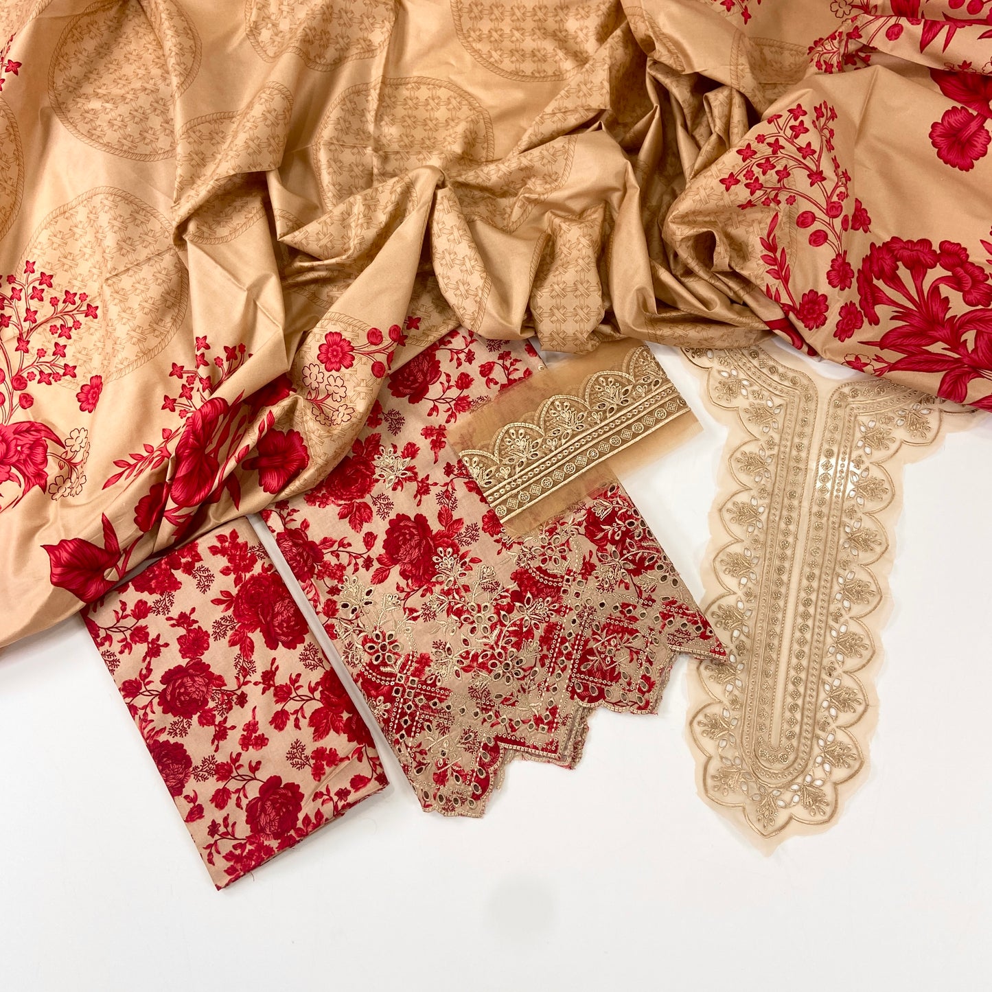 Maria B Printed Linen With Embroidered Patches-3PC