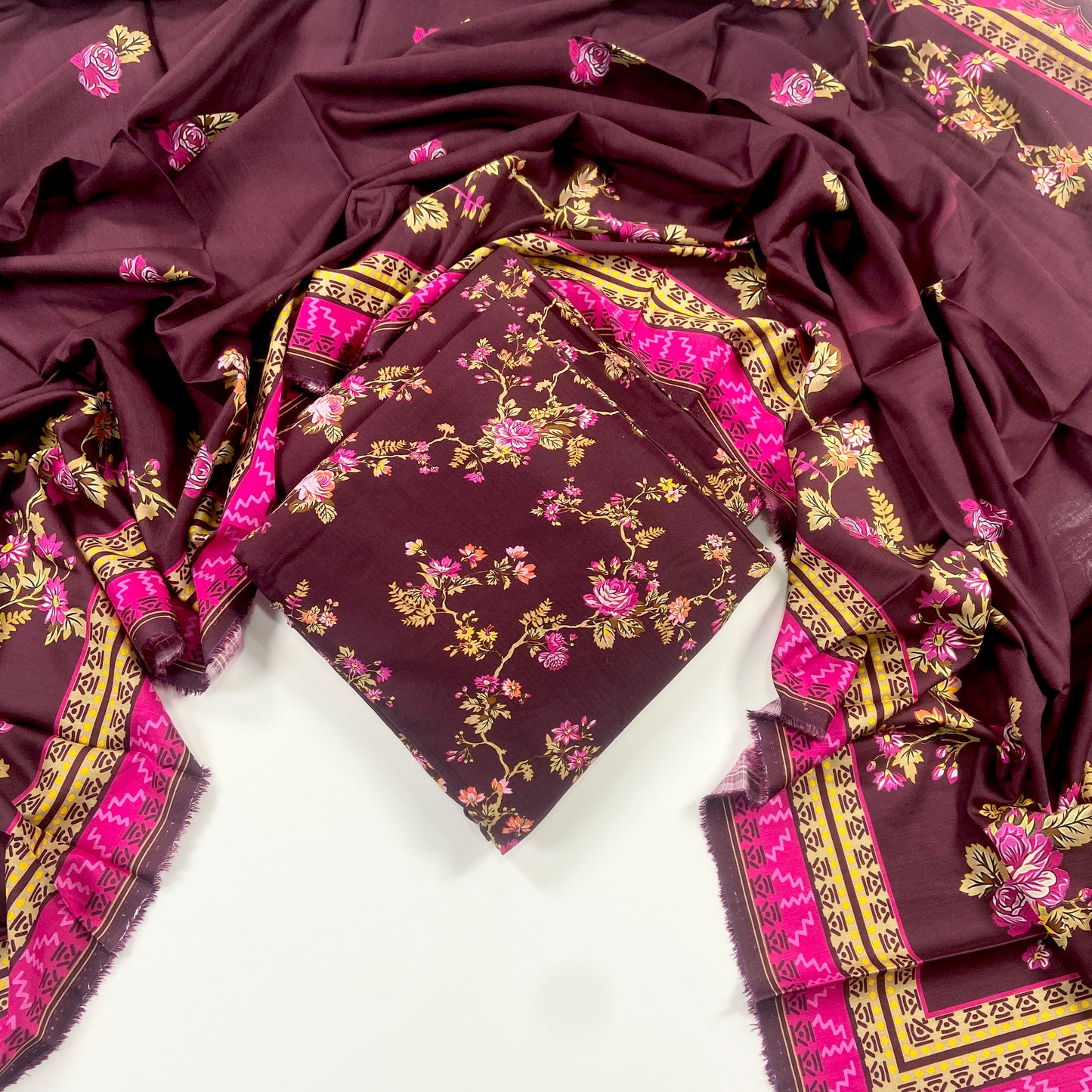 Anaya Noor Printed Bana Dora Slub Linen 3PC