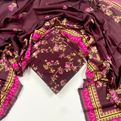 Anaya Noor Printed Bana Dora Slub Linen 3PC