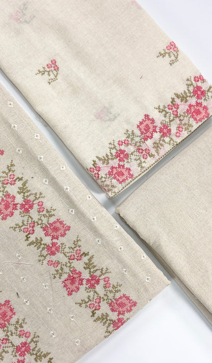 Bareeze White Embroidered Khaddar 3PC