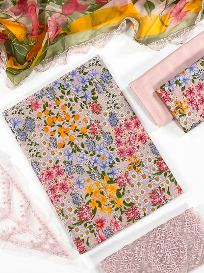 Maria B Printed Lawn With Emb Patches 3PC