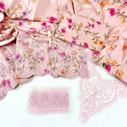 Qalamkar Emb Linen With Patches 3PC
