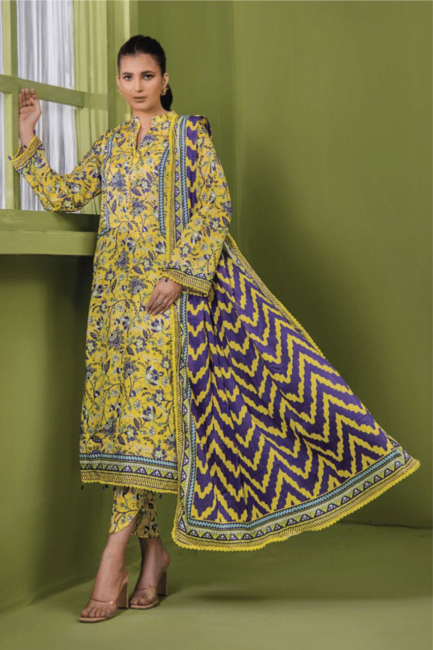 Minsa By Raabi 3-Piece Printed With Voil Dupatta Eid Collection 2024