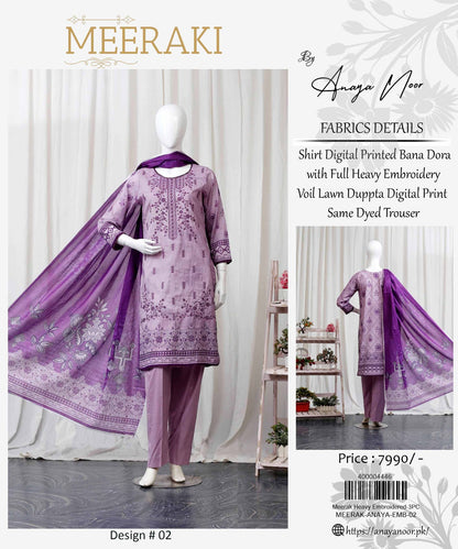 Meeraki By Anaya Noor Heavy Embroidered 3-PC