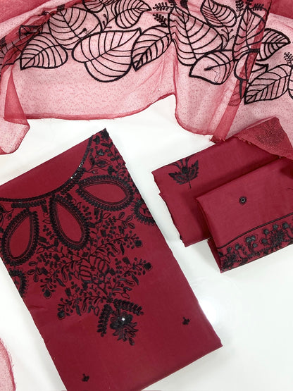Rangreza Plain Embroidered Lawn 3PC