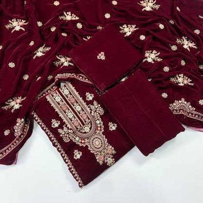 Maria B Luxury Velvet Embroidered Suit – 3PC