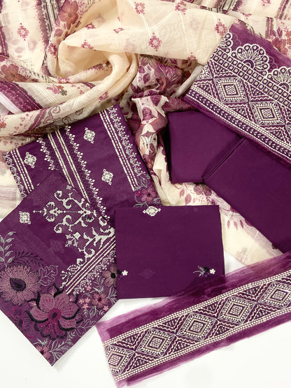Zarqash Emb Luxury Cambric With Patches