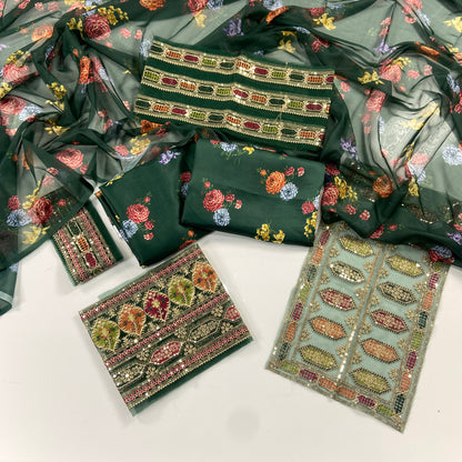 Aneela Premium Silk – With Organza Patches