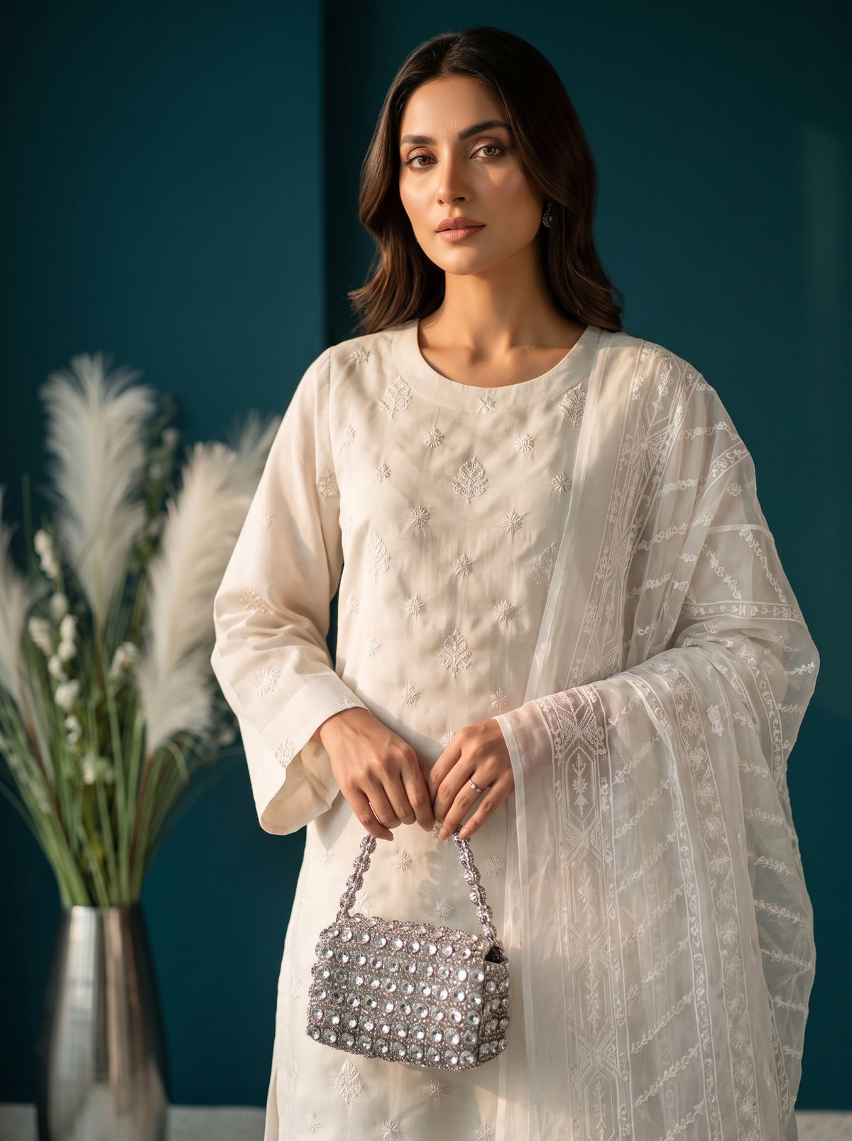 White Rose By Anaya Noor Emb Viscose 3PC