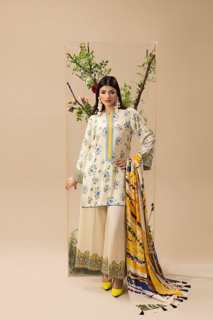 Paltar Printed Slub Linen 3PC