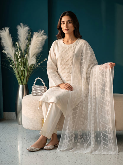 White Rose By Anaya Noor Emb Viscose 3PC
