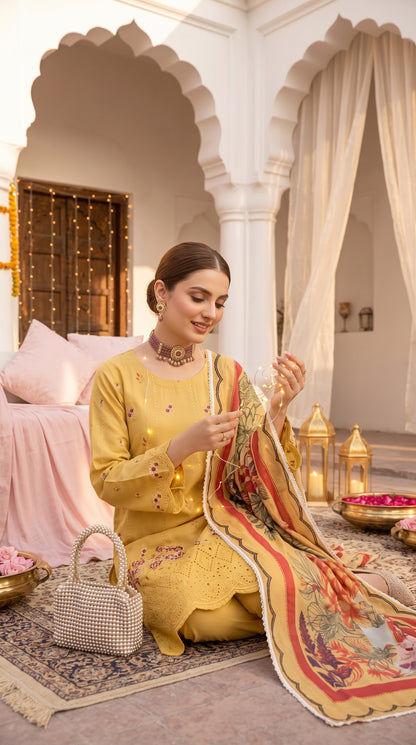Hurab By Anaya Noor Heavy Emb Viscose 3PC