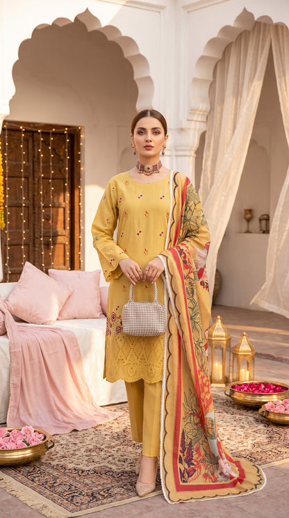 Hurab By Anaya Noor Heavy Emb Viscose 3PC