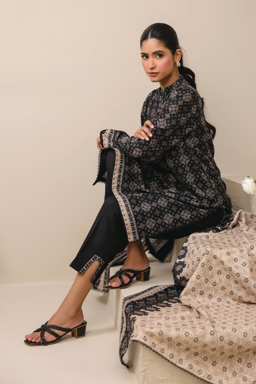 Raqs By Uneq Digital Printed Slub Khaddar 3PC
