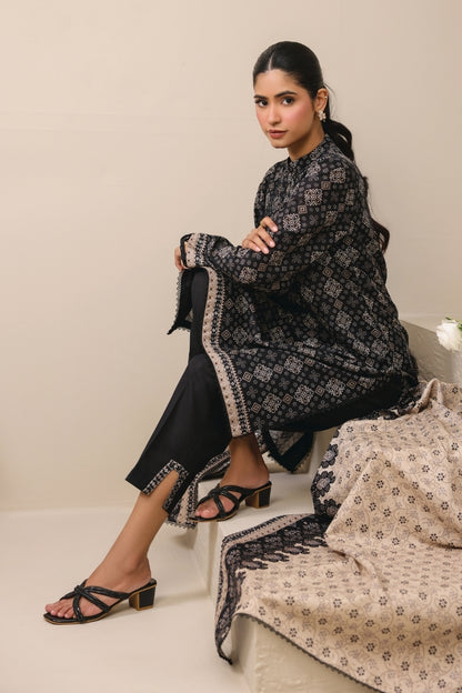 Raqs By Uneq Digital Printed Slub Khaddar 3PC