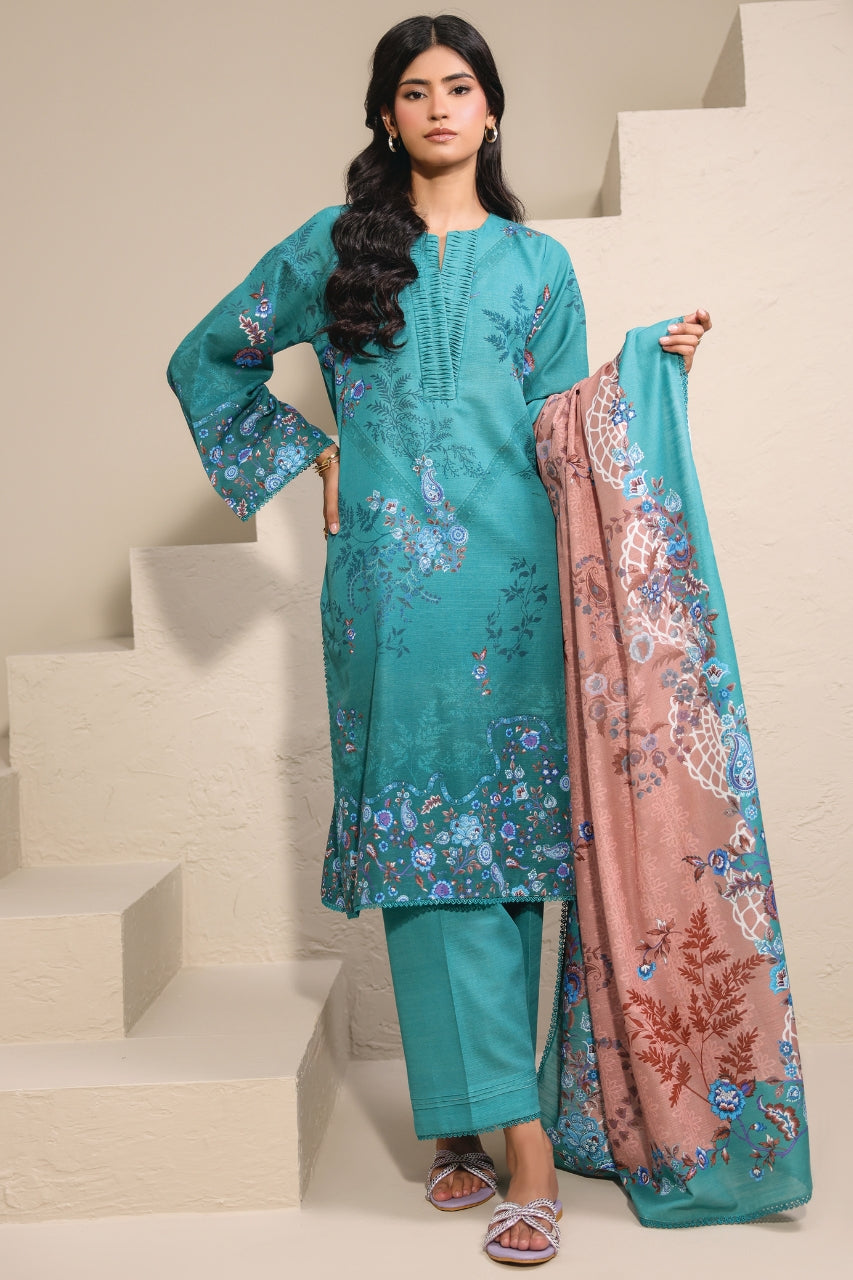 Raqs By Uneq Digital Printed Slub Khaddar 3PC