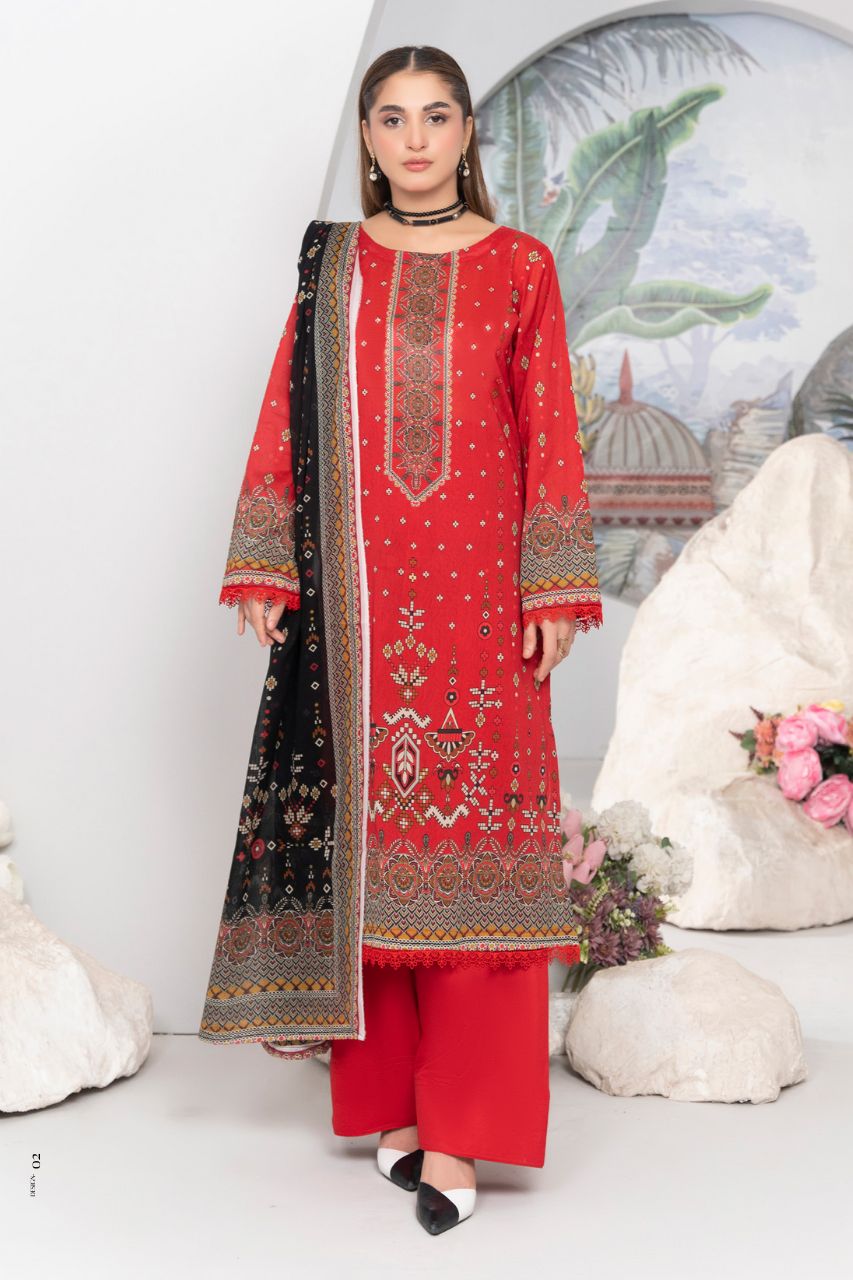 Mojo Berry By Marooj Digital Printed Lawn 3PC