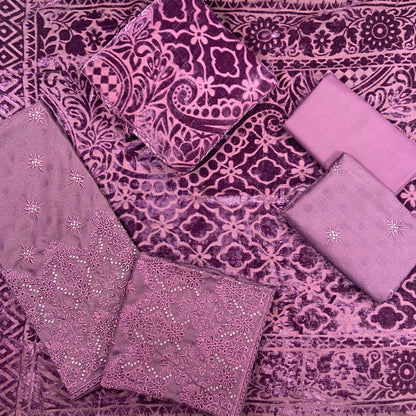 Gulmohar By Anaya Noor Embroidered Slub Peach-3PC
