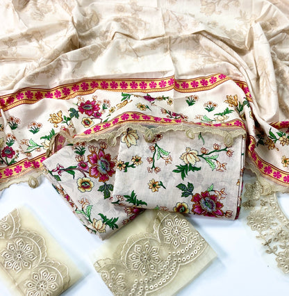 Farasha Embroidered Khaddar With Patches-3PC