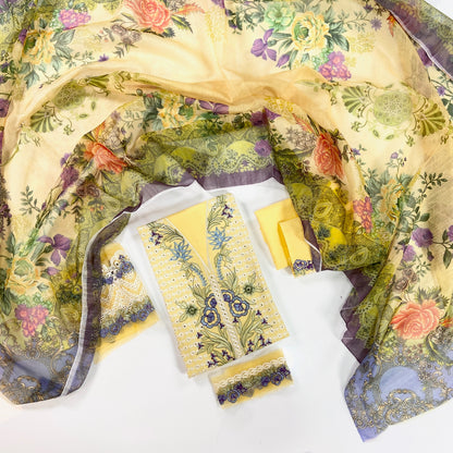Jade Plain Embroidered Lawn 3PC