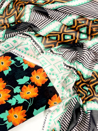 Sapphire Printed Lawn 3PC