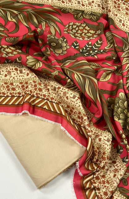 Maria B Slub Linen Dyed Matching Suit With Wool Shawl-3PC