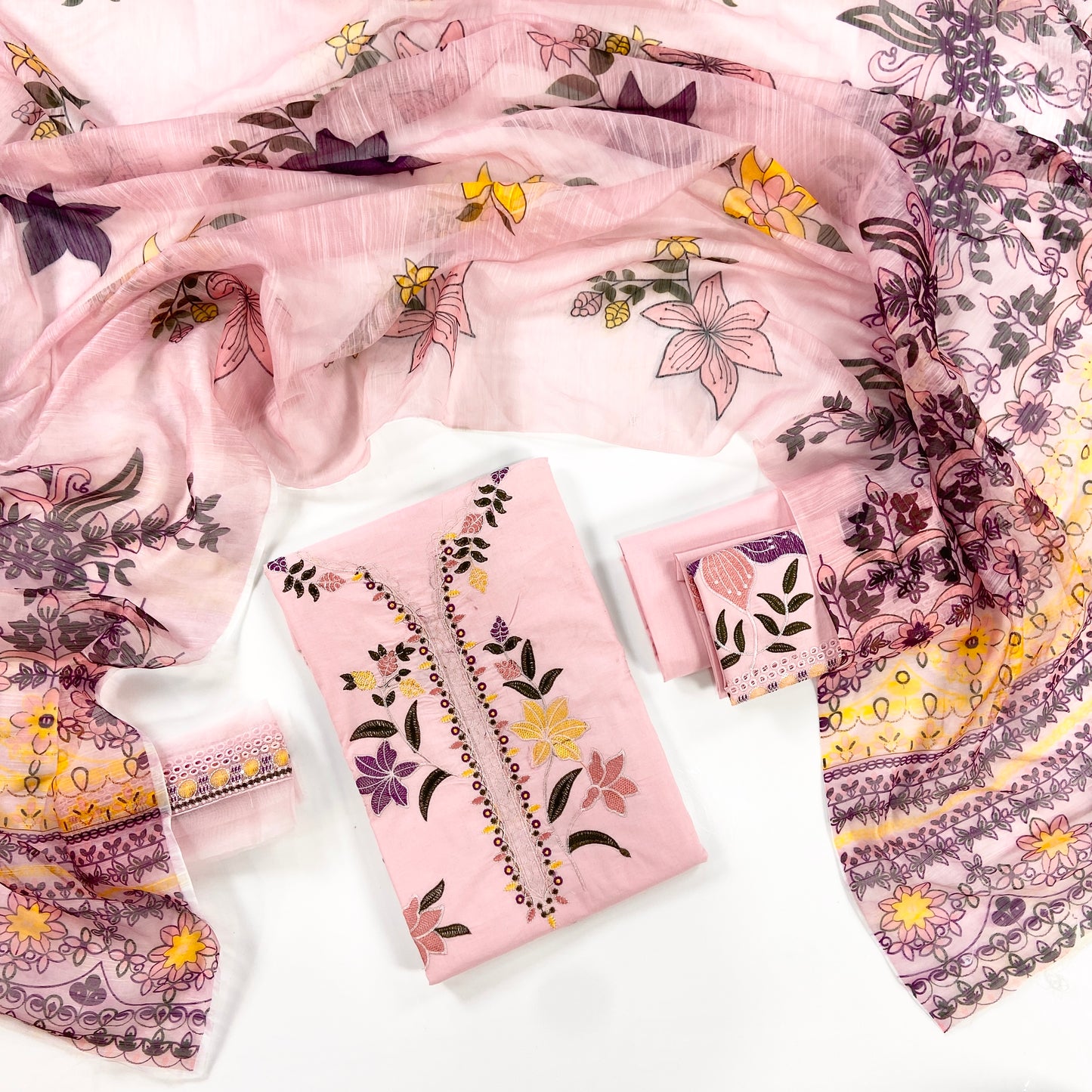 Aneelas Full Embroidered Lawn With Emb Paches 3PC
