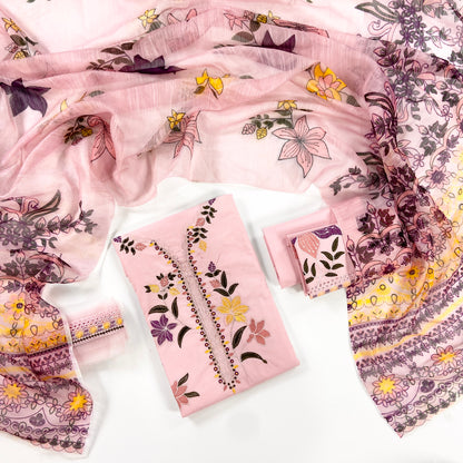 Aneelas Full Embroidered Lawn With Emb Paches 3PC