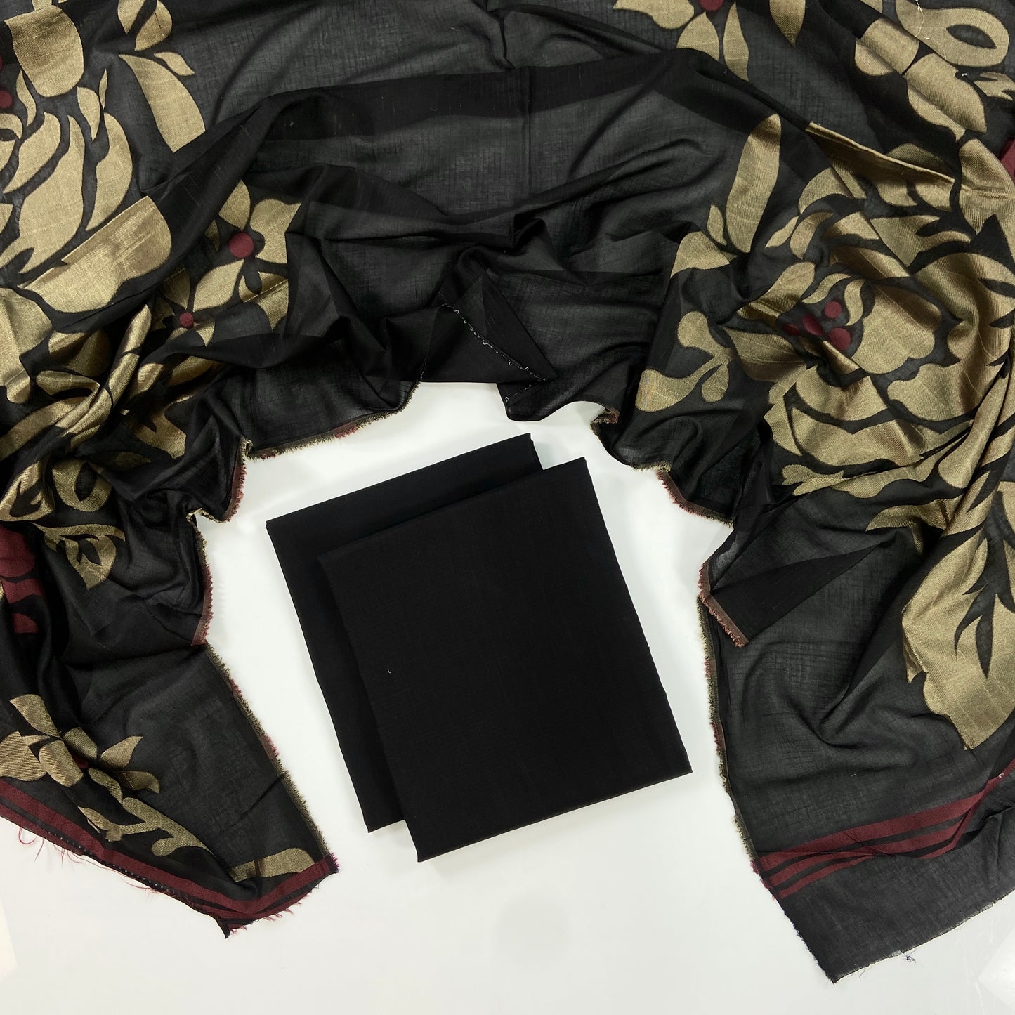 Self Jacquard Voil Shawl 3PC Unstitched Suit