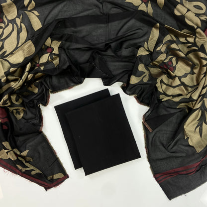 Self Jacquard Voil Shawl 3PC Unstitched Suit