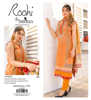 Roohi By Belleza Printed Lawn 3-PC