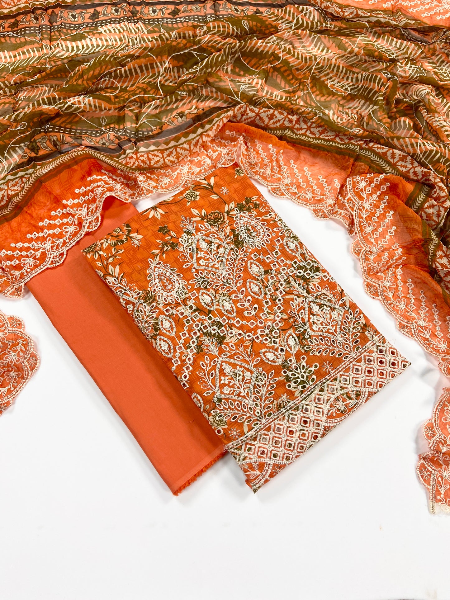 Riwayat Embroidered Lawn With Chiffon Dupatta 3PC