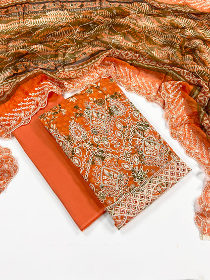 Riwayat Embroidered Lawn With Chiffon Dupatta 3PC