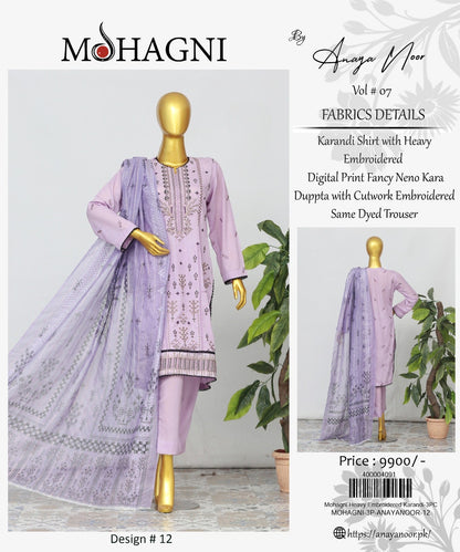 Mohagni By Anaya Noor Emb Karandi 3-PC