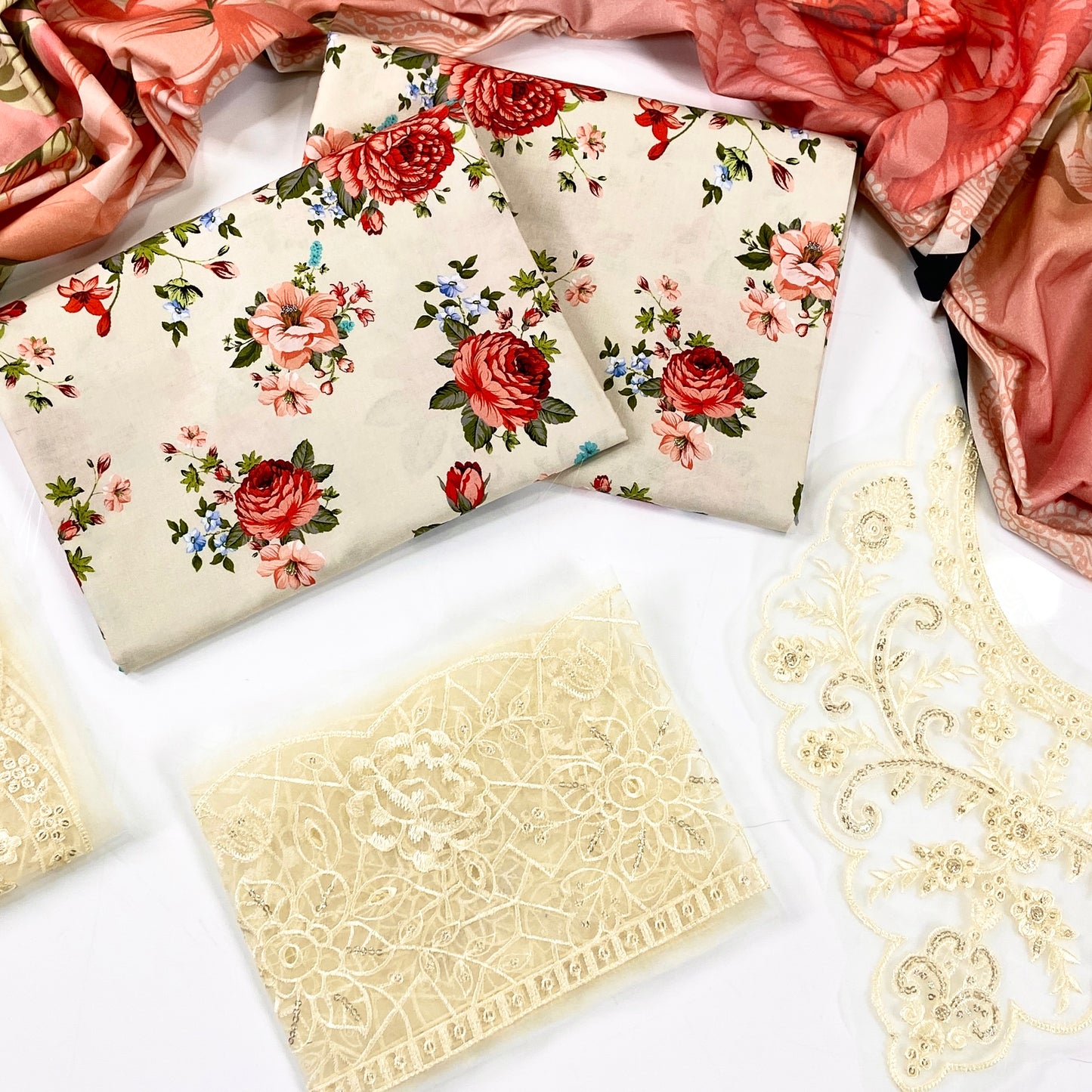 Baroque Printed Linen With Emb Patches 3PC