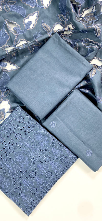Anaya Noor Emb & Chickenkari Dhanak with Heavy Aplick work Dupatta
