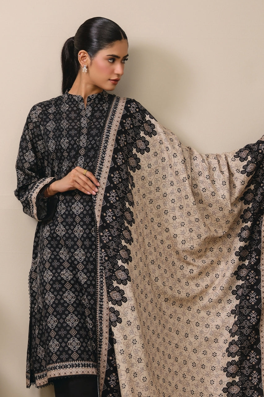 Raqs By Uneq Digital Printed Slub Khaddar 3PC