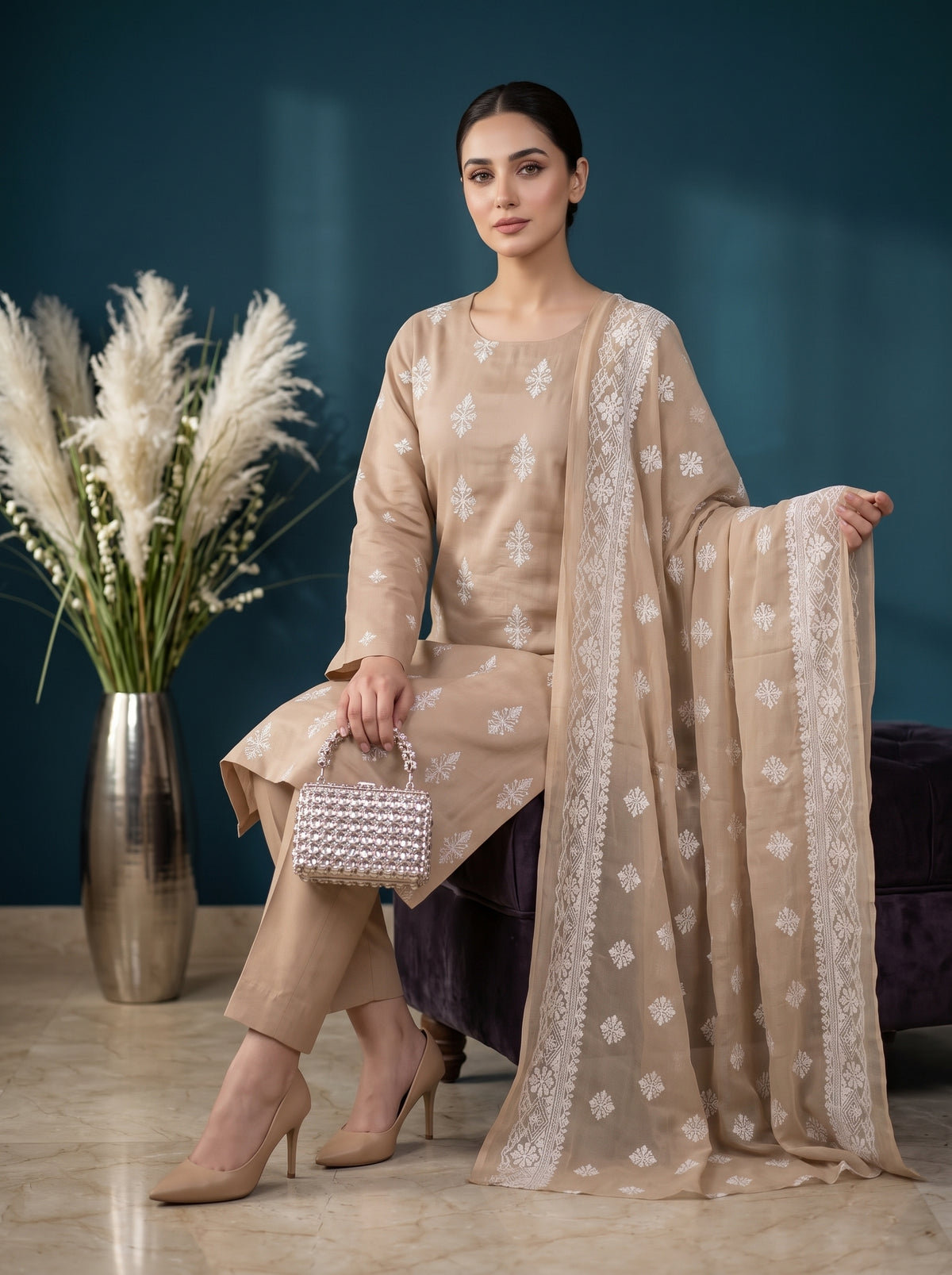 White Rose By Anaya Noor Emb Viscose 3PC