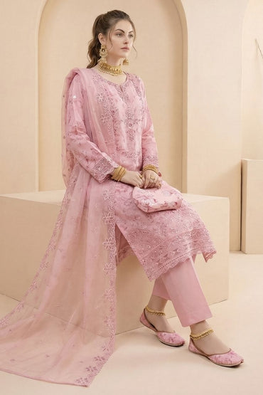 Huda | Dressline | Semi-Stitched - Organza