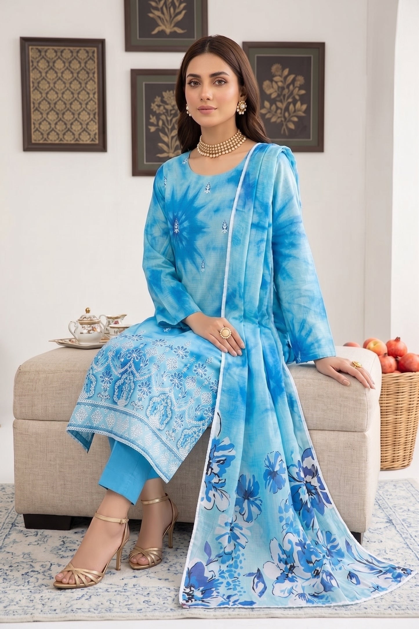Print Kari By Anaya Noor Heavy Emb Banadora Lawn 3PC