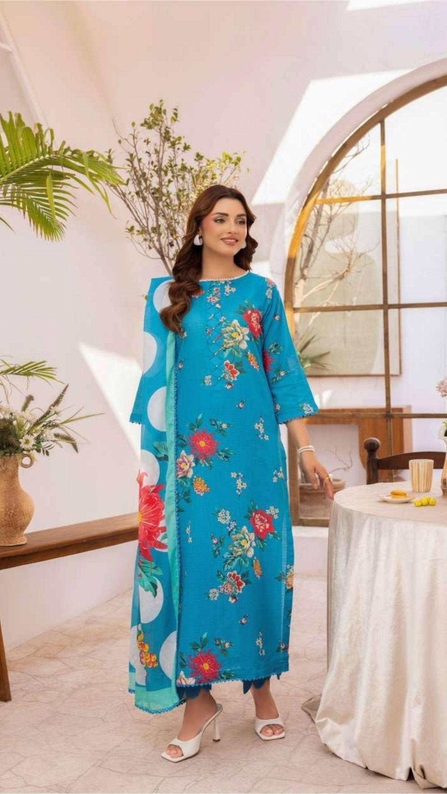 Coral Premium Doria Printed Lawn 3-PC