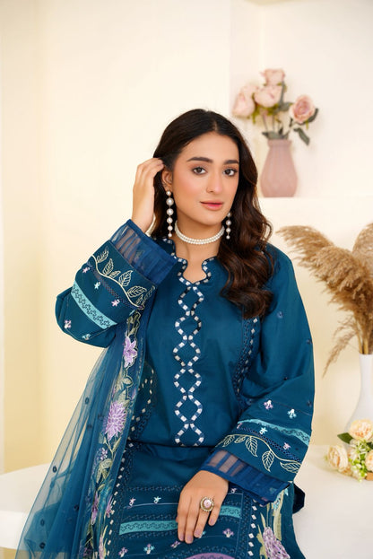 Crimson Cambric Embroidered 3 Piece Suit