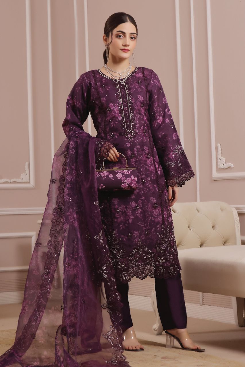 Sharjeena | Dressline | Semi-Stitched -Organza